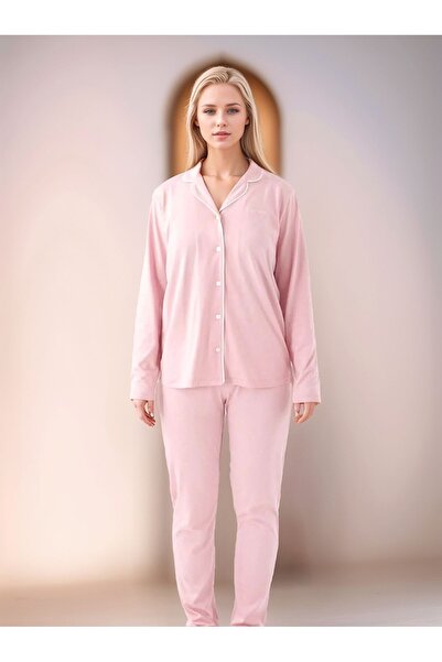 Pierre Cardin Kadın Giyim Pamuklu Modal Uzun Kollu Gömlek Pijama Takımı (2 Adet Hediye Çorap) OL.PC.7717.001