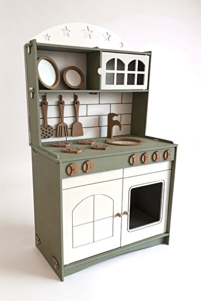 Buradadavar Hobi Ahşap Ihlamur Boyalı Mutfak Montessori Oyuncak Set Ekonomik Seri