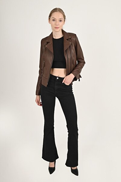 ALİN Liberty Women's Wax Brown Biker Genuine Leather Coat Size Measurements Visually