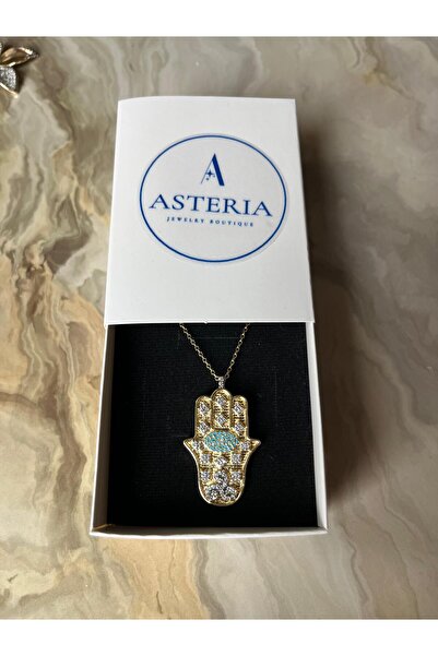Asteria Jewelry Fatma Ana Model Zirkon Taşlı Altın Kaplama El Kolye