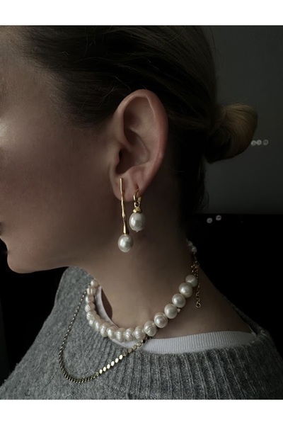 Les Contess Jewelry Pirinç Üzeri Altın Kaplama Küpe (Contess)