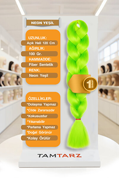 TAM TARZ Neon Green African Braid Rasta și Box Braid Fibră Păr Sintetic