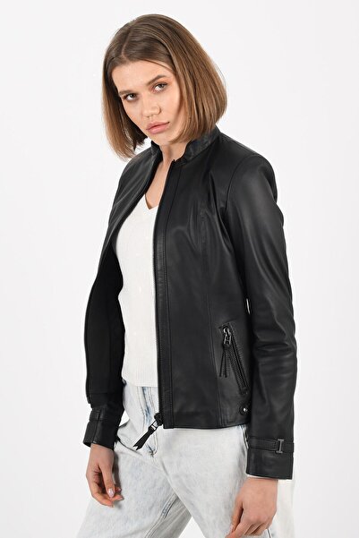 ALİN Kibyra Kadın Siyah Fit Hakiki Deri Ceket Beden Ölçüleri Görselde