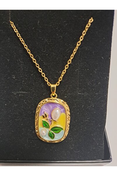 Xido çiçek tablolu incili kolye, sevgiliye hediye, arkadaşa hediye, özel günler