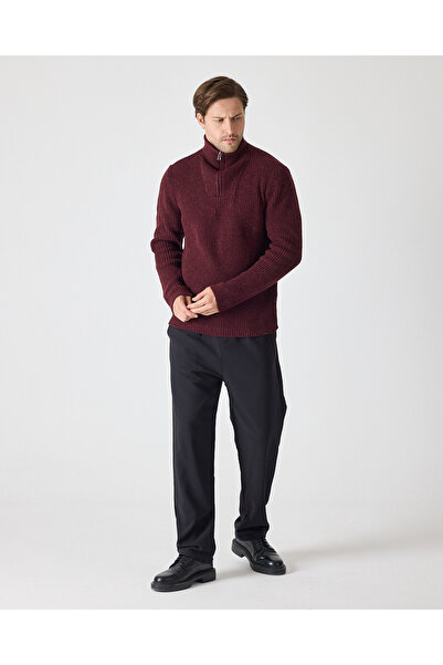 ENQUE Men's Oversize Zippered Fishing Knitwear Sweater