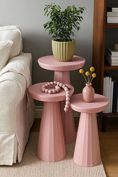 Home PRENSES AHŞAP PEMBE BOYALI MANTAR SEHPA ,ORTA SEHPA,