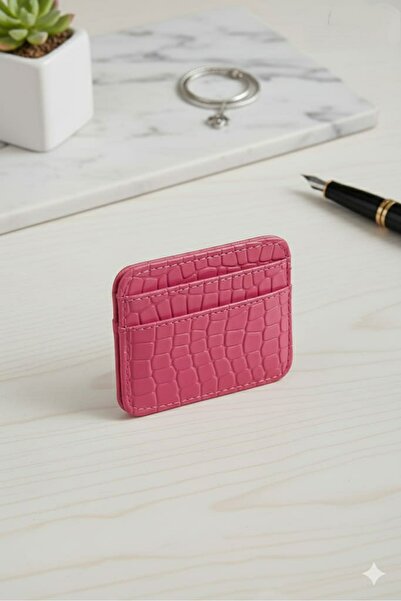 Uzs pace Pink Leather Look Shiny Card Holder Mini & Wallet