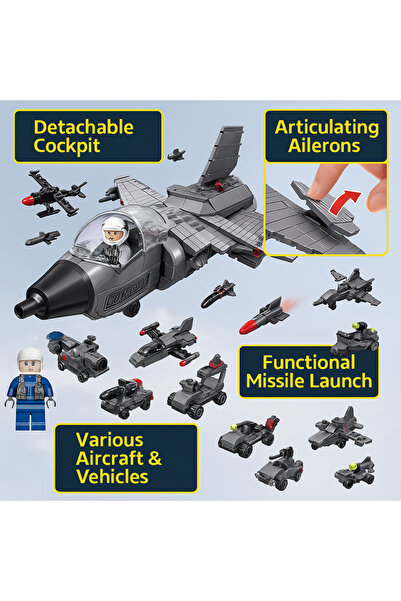 Generic Warship Aircraft Building Blocks 510 PCS Military Model Set with Fighter Jets STEM Toys for Kids 6+