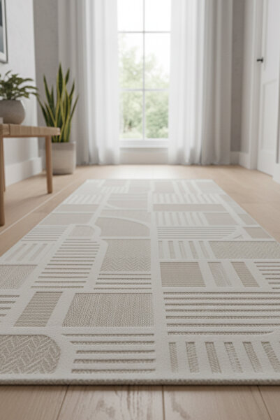 stil carpet BUKLE SOFT TWİSTER 0464G BEJ-BEYAZ Yolluk Salon Antre Koridor Halısı Yumuşak Dokuma Makine Halısı