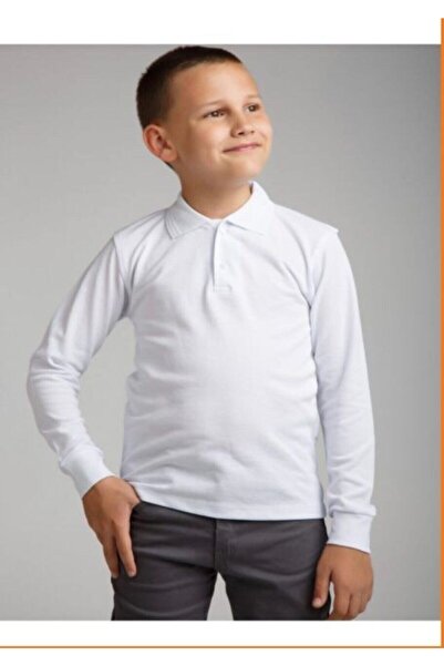 YCN TEKSTİL Σχολικό μπλουζάκι New Season Λευκό μακρυμάνικο Polo Neck