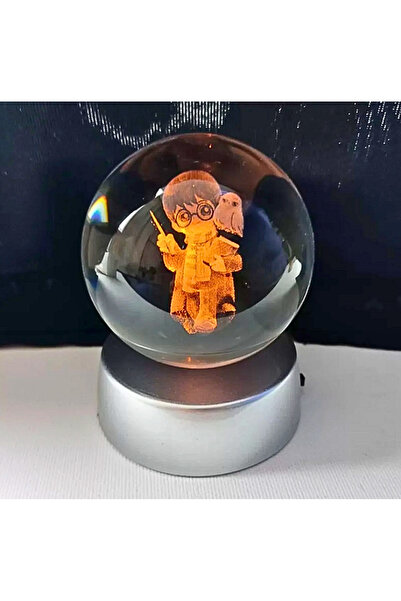 esdekor Harry Potter Cam Küre LED Işıklı 1 Adet 8 cm Kristal Baykuş Asa Sihir...