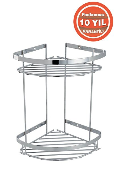 ÇELİK BANYO Birinci Kalite Paslanmaz Çelik Zerrin 2li 19x19 Cm Şampuanlık Köş...
