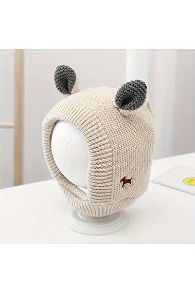 GlassySKY (1-3 Yaş) Polar Astarlı Kulaklı Kışlık Örgü Kız/Erkek Çocuk Bere Şapka