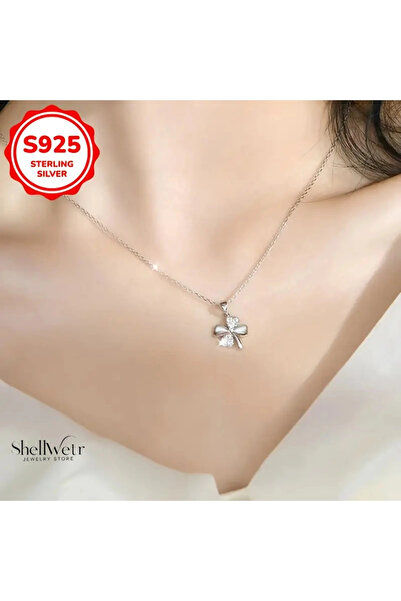 shellwetr Wishleaf Yonca 925 Ayar Gümüş Kolye Sevgililer günü , annenize verilecek en güzel gümüş hediyesi