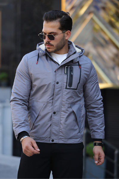 FASİON Water and Windproof Hood Detachable Winter Men's Coat