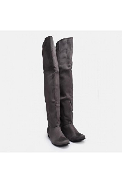 37Numara BÜYÜK NUMARA KADIN GRİ SÜET DİZÜSTÜ BİNİCİ ÇİZME