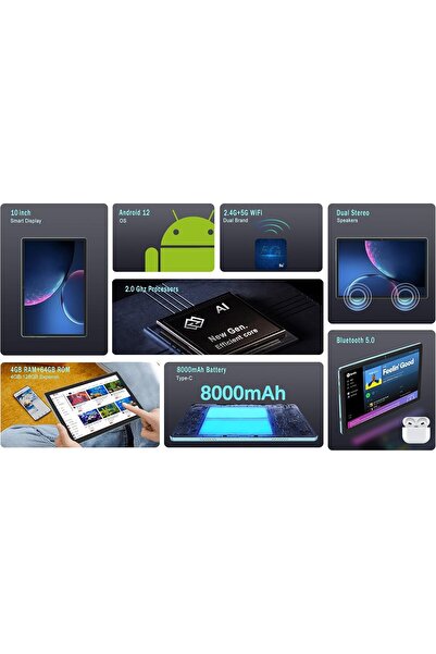 JSYES JUSYEA Tablet 10 Inch Android 12 Tablets J10 Black – 1TB