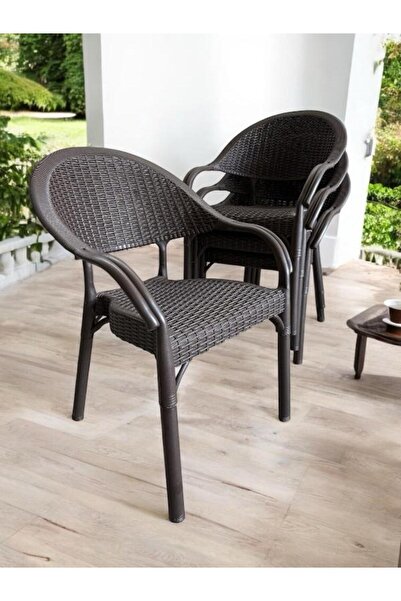 nar sokağı 4 Adet Capissi Bambu Rattan Kollu Sandalye Koltuk 4'lü Set