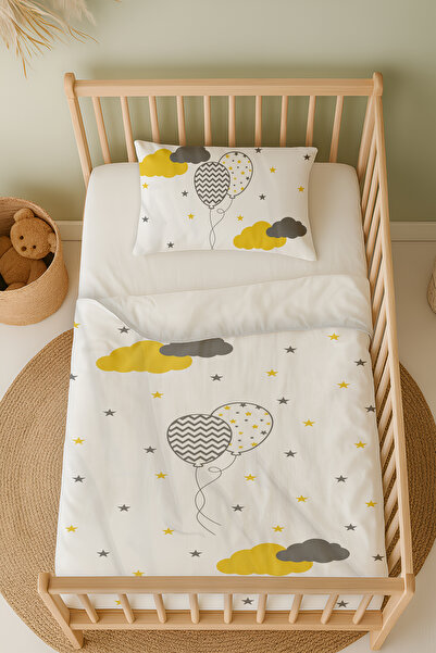 Talia Home طقم غطاء لحاف للأطفال والرضع منقوش بالبالون مع ملاءات TLABN-189
