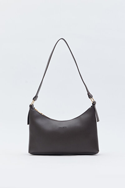 Shanta Bitter Brown D05 Geantă baghetă de mână și de umăr pentru femei, cu fe...