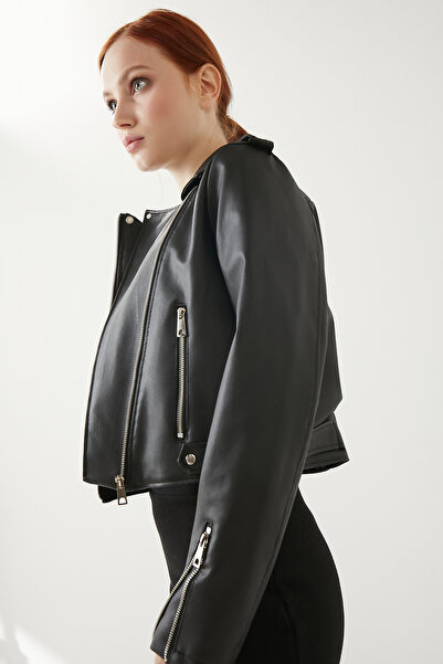 MEECY Černá kožená dámská bunda