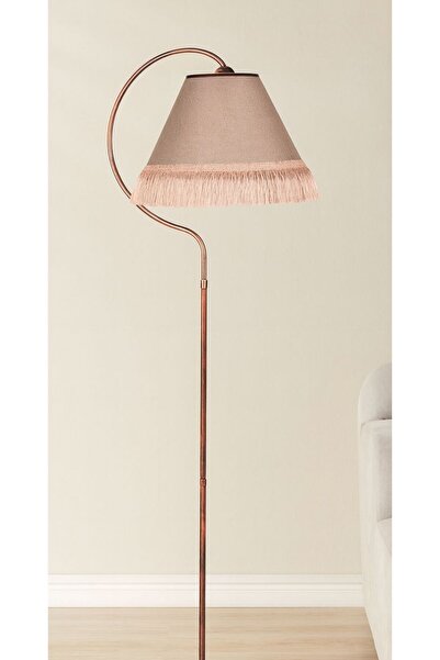 VENON Aydınlatma Lambader Çise Elips Siyah Bakır Patine Abajur Gülkurusu Püskül Pembe