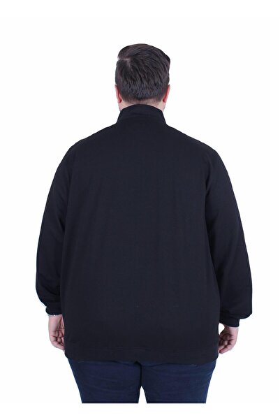 MocGrande Великий розмір Basic Сезонний світшот на блискавці 22750 ЧОРНИЙ