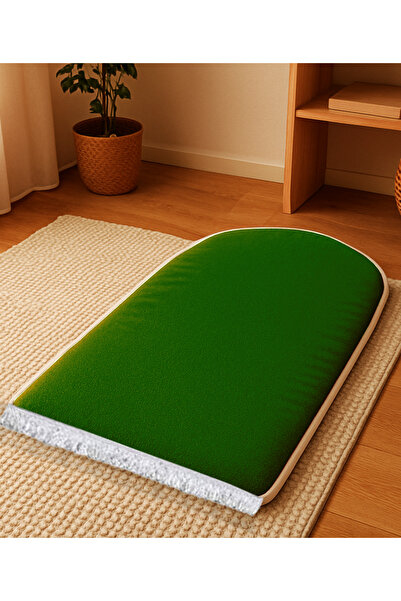 Carpetella 3 CM Süngerli Ortopedik Lüks Yeşil Kadife Seccade Diz Ağrıtmaz Nam...