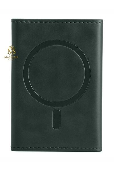 Massemr MagSafe Uyumlu Premium Deri Kartlık Cüzdan Şık Manyetik Telefon Arkas...