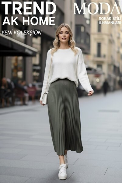 OSKAR FIRÇA PİLİSELİ DERİ GÖRÜNÜMLÜ ETEK