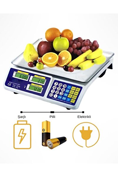 bozztech 40 Kg Şarjlı Ve Pilli Elektronik Dijital Mutfak Manav tartısı Bakkal...