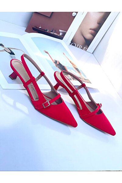 Zoom Women Style Kadın Stiletto Sivri Burun Kemer Detaylı Arkası Açık (3cm) T...
