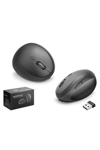 NODAR Nd1210 Ergonomik Dikey Mouse – Kablosuz & Kablolu – 3200 DPI, 6 Tuş, Bilek Dostu (Siyah)