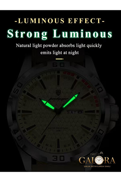 GALORA Erkek Spor Saat Darbeye Dayanıklı Işıklı Kadran Kuvars Mekanizma Su Geçirmez