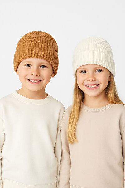 Baby Cais Collection Bebek ve Çocuk Bere 2li Set 1-8 Yaş Selanik Örgü Unisex Kışlık Şapka