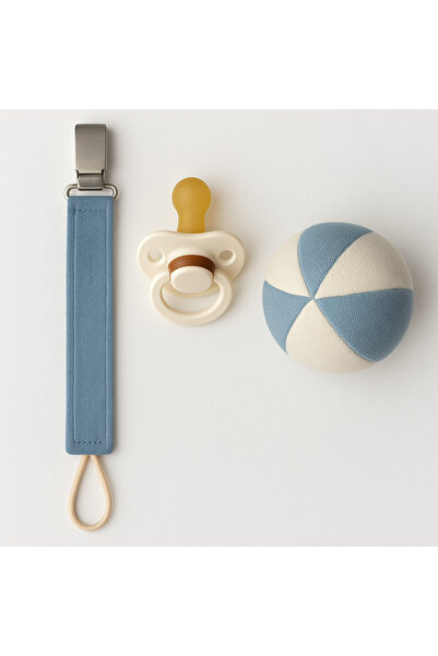 a02teks Tekli Bebek Emzik Askısı Mavi