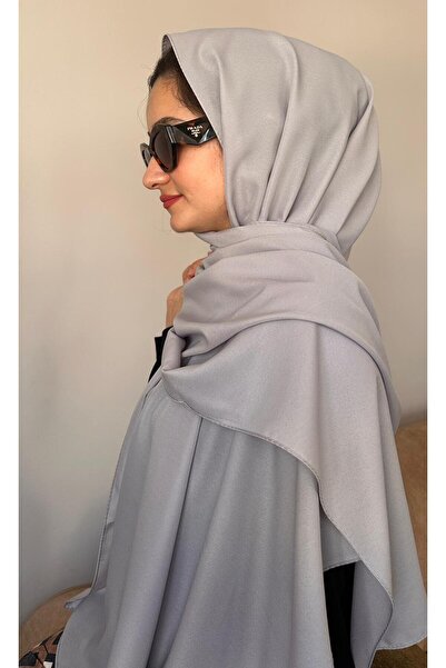birdsclothes Gri Premium Soft Pamuk Saten Şal | Dökümlü, Kaymaz, 4 Mevsim