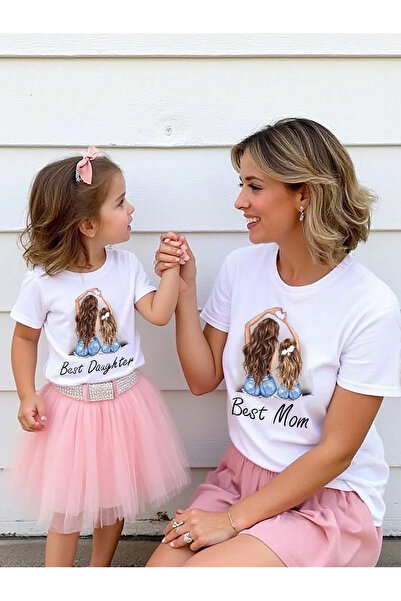 SVART WEAR Set de tricouri combinat pentru mamă și fiică Tricou pentru fete gemene Copii Mama Heart Gesture Graphic (PRET SOLITOR)