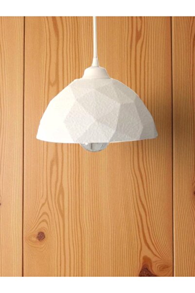 Oxyteez Bohem Mozaik Beton Tekli Beyaz Avize Modern Tavan Avizesi Salon Avizesi Mutfak Avizesi Şık Işık