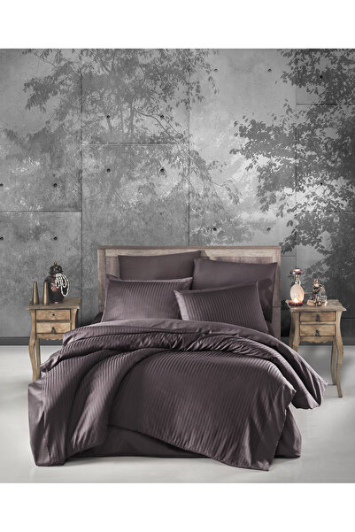 Amazon Ev Ecosse Satin Leo Double Duvet Cover Set - Brown