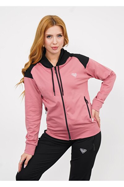 LF LAST FASHION Σετ γυναικεία αθλητική φόρμα με κουκούλα 2 τεμαχίων Dusty Rose