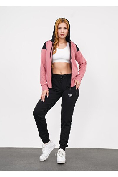 LF LAST FASHION Σετ γυναικεία αθλητική φόρμα με κουκούλα 2 τεμαχίων Dusty Rose