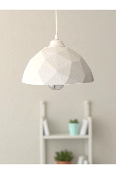 Oxyteez Bohem Mozaik Beton Tekli Beyaz Avize Modern Tavan Avizesi Salon Avizesi Mutfak Avizesi Şık Işık