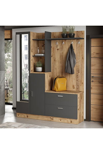 L'occi Concept Jador Aynalı Askılı Kapaklı Vestiyer Ayakkabılık Portmanto Raf...