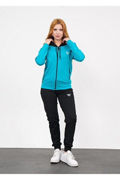 LF LAST FASHION Dvoudílná tyrkysová dámská tepláková souprava s kapucí