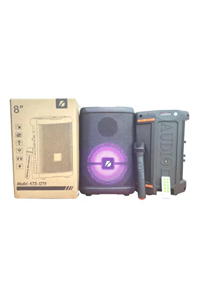 Genel Markalar KTS-1279 BLUETOOTH 8 İNÇ SES SİSTEMİ KABLOSUZ MİKROFON TAŞINABİLİR ŞARJLI HOPARLÖR