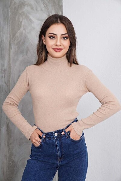 bykombincim Unisex 6'LI Paket Siyah Beyaz Bej Gri SAKS PEMBE Pamuklu Balıkçı Yaka FİTİLLİ Slimfit Boğazlı Kazak