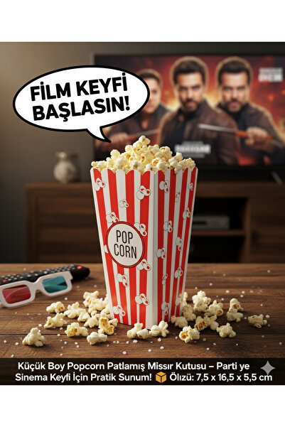 BAKOM AMBALAJ 20 Pieces Popcorn Popcorn Box Small Size