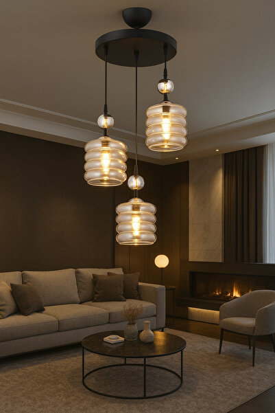 ESSLİGHT Maya 3 Lü Sarkıt Avize Salon Mutfak Yatak Odası