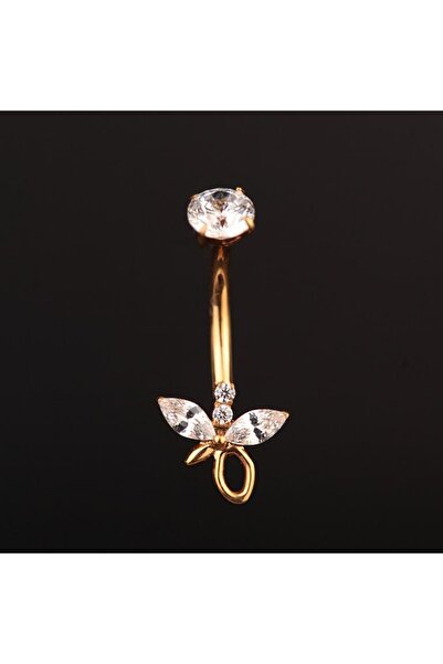 Rupen Kraft Yüksek Kalite G23 Titanium Zirkon Taşlı Kelebek Titanyum Göbek Pi...